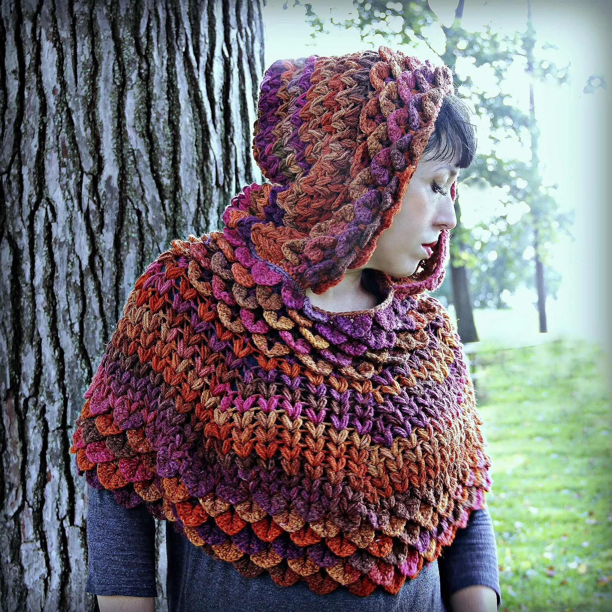 Crocodile Stitch Capelet and Poncho