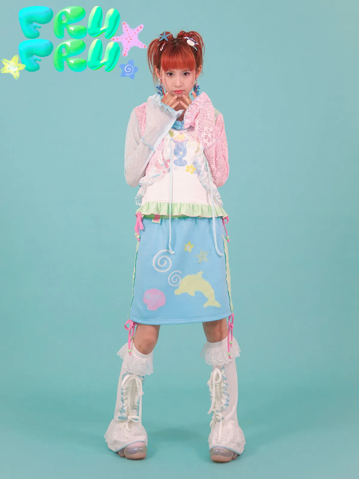 Cute Dolphin Print Skirt