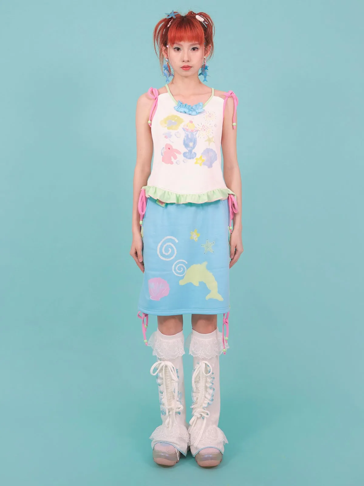 Cute Dolphin Print Skirt