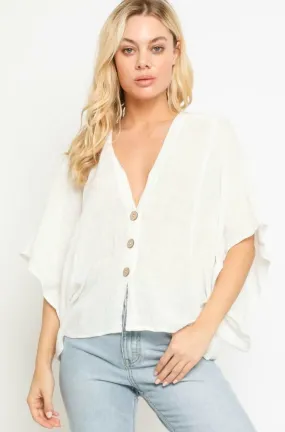 Dana White Button Down Poncho Top