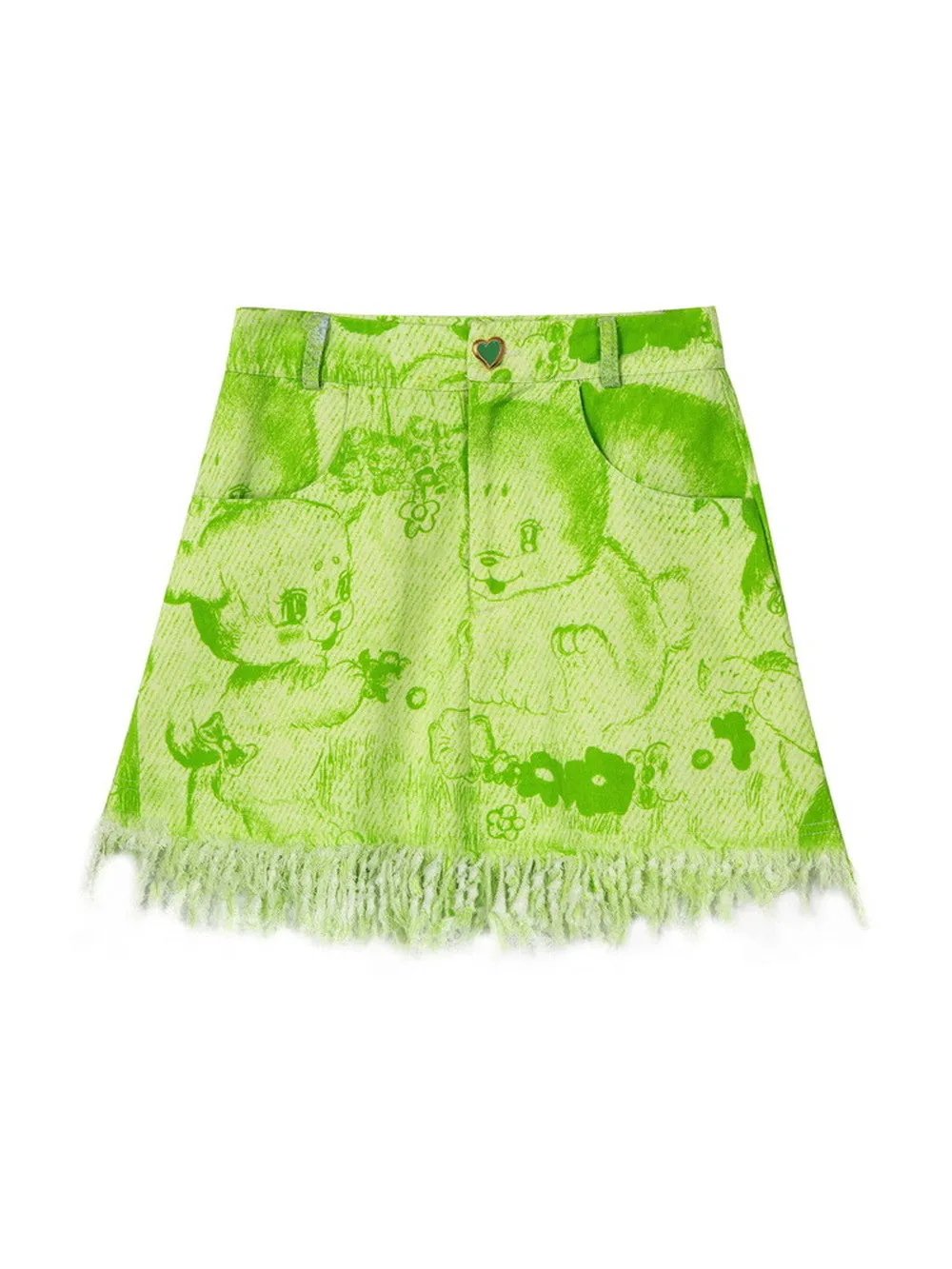 Denim Animal Short Casual Tassel Cut-Off Fancy Skirt