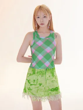 Denim Animal Short Casual Tassel Cut-Off Fancy Skirt