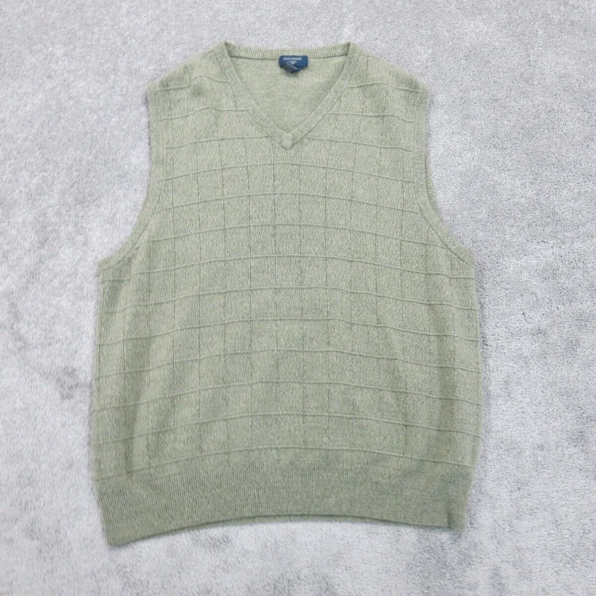 Dockers Mens Vest Sweater Knitted V Neck Sleeveless Heather Green Size XXL