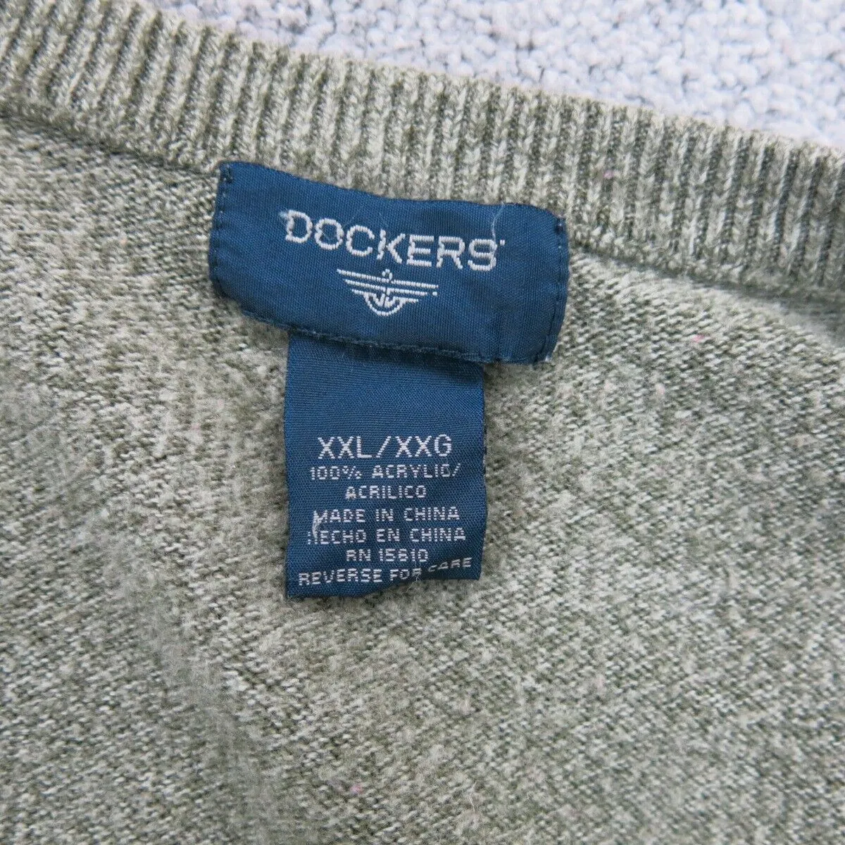 Dockers Mens Vest Sweater Knitted V Neck Sleeveless Heather Green Size XXL