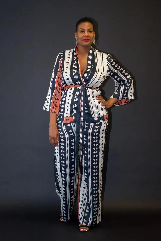 Elegant Multi Print Kimono Two-Piece Set
