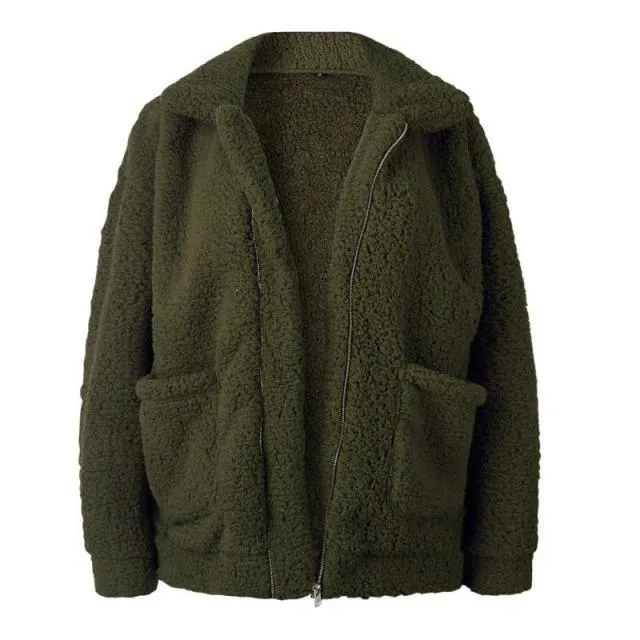 Estylo Zipper Plush Winter Autumn Coat