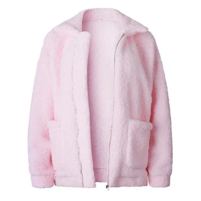 Estylo Zipper Plush Winter Autumn Coat