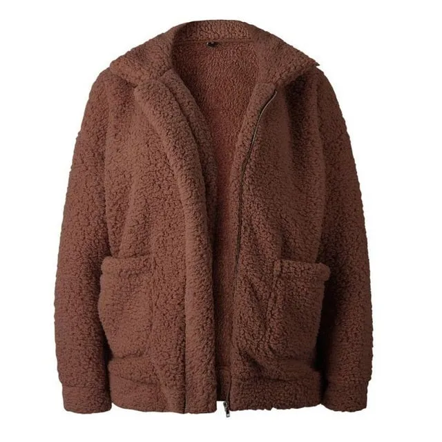 Estylo Zipper Plush Winter Autumn Coat