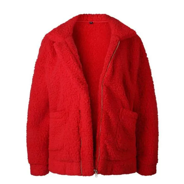 Estylo Zipper Plush Winter Autumn Coat