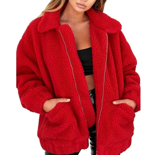 Estylo Zipper Plush Winter Autumn Coat