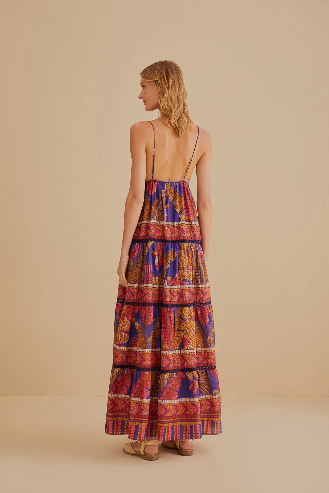 Farm Rio Blue Forest Mosaic Sleeveless Maxi