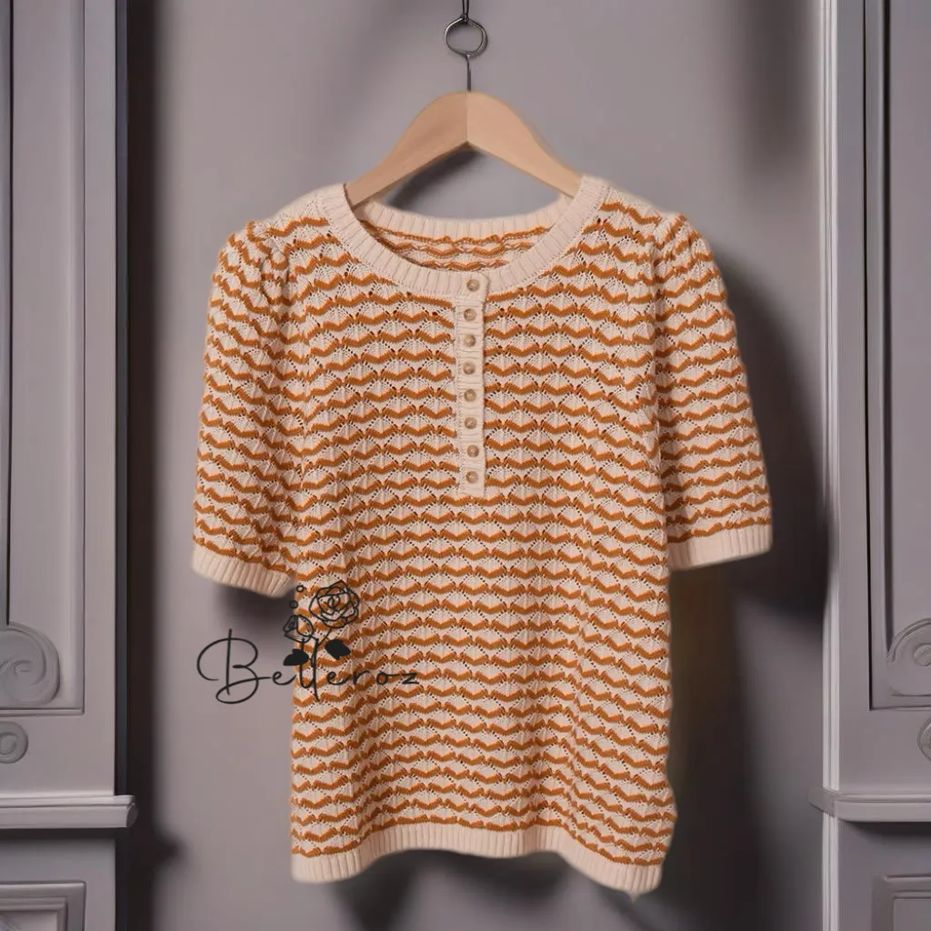 French Retro Short Sleeve Jumper Vintage Shirt