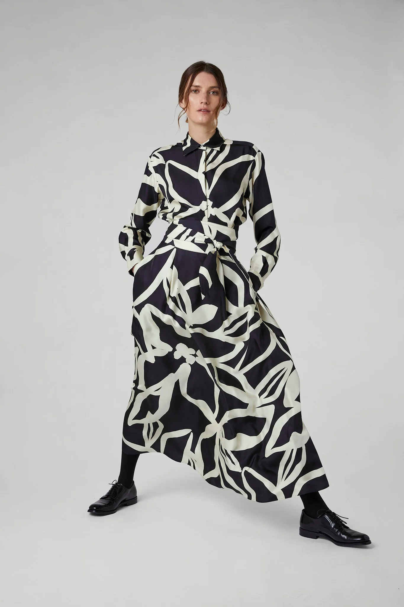 Gail Silk Twill Printed Maxi Skirt