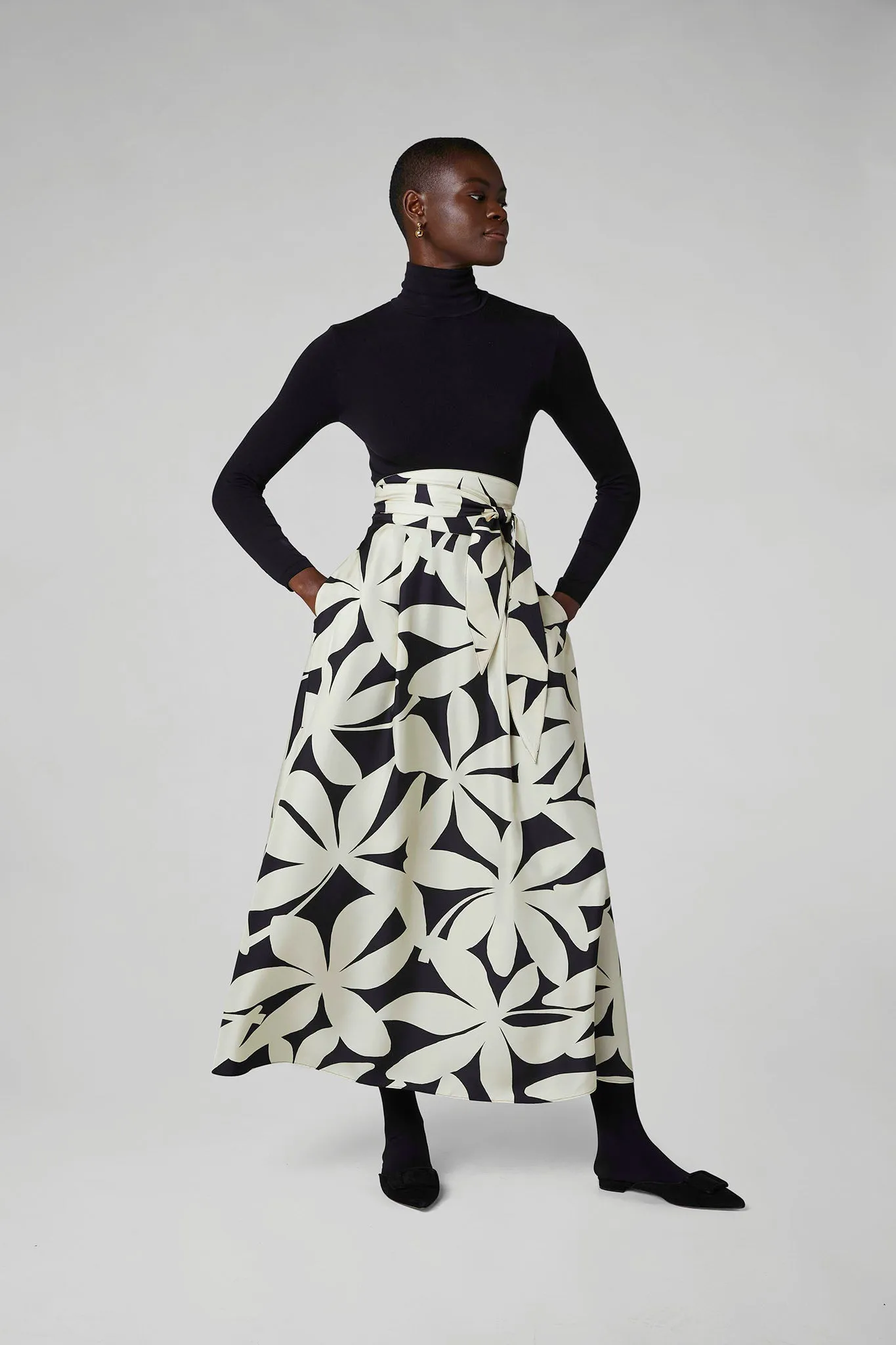Gail Silk Twill Printed Maxi Skirt