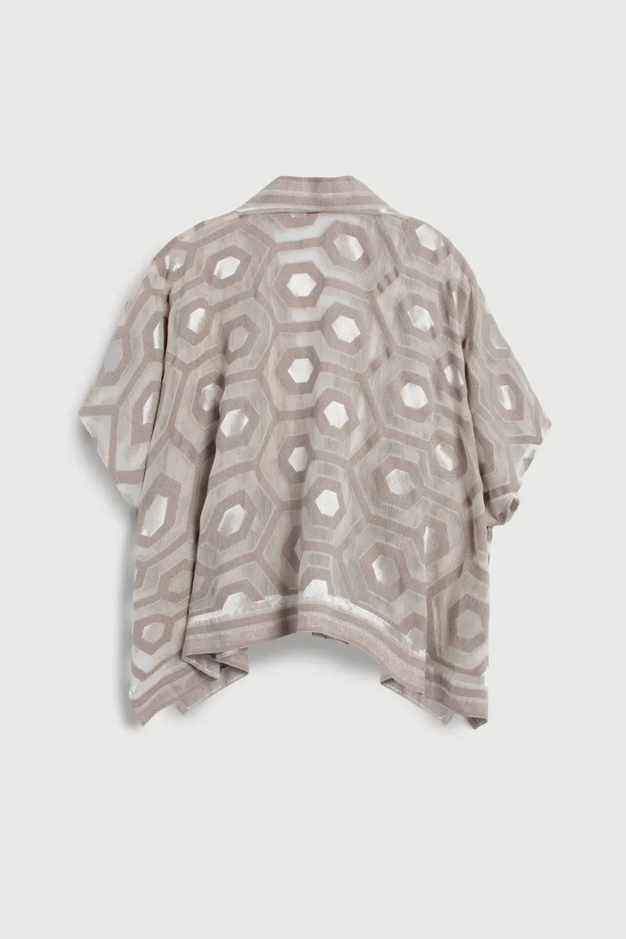 Geometric Cotton Short Open Poncho