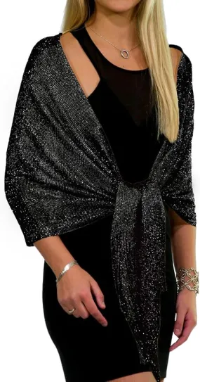 Glitter Lightweight So Soft Shawl Black