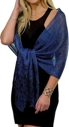 Glitter Lightweight So Soft Shawl Navy