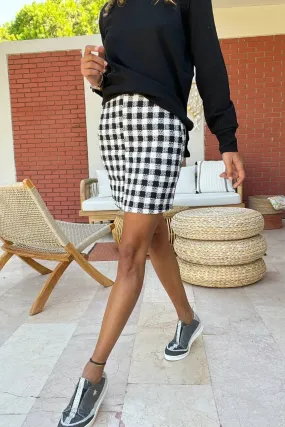 GNS Women's Black Checkered Fabric Zippered Mini Skirt BST700-3541 - Chicopee