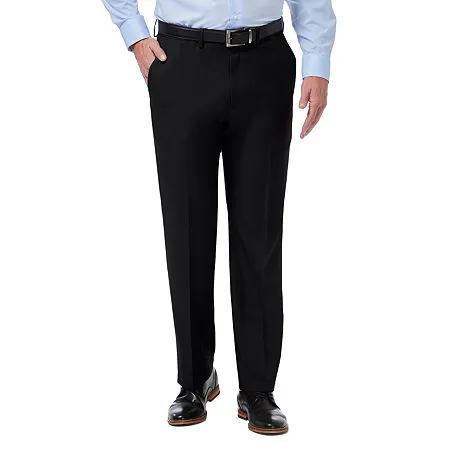 Haggar Mens Classic fit Dress Pants 38 / 32 Black Solid Stretch