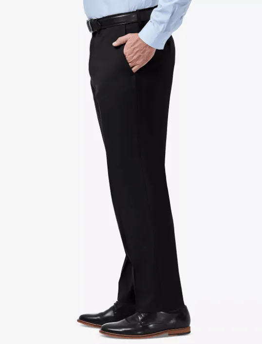Haggar Mens Classic fit Dress Pants 38 / 32 Black Solid Stretch