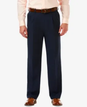 Haggar Mens Classic fit Dress Pants 40 / 30 Navy Blue Solid