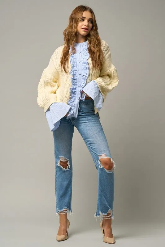 HIGH RISE STRAIGHT CROP JEANS