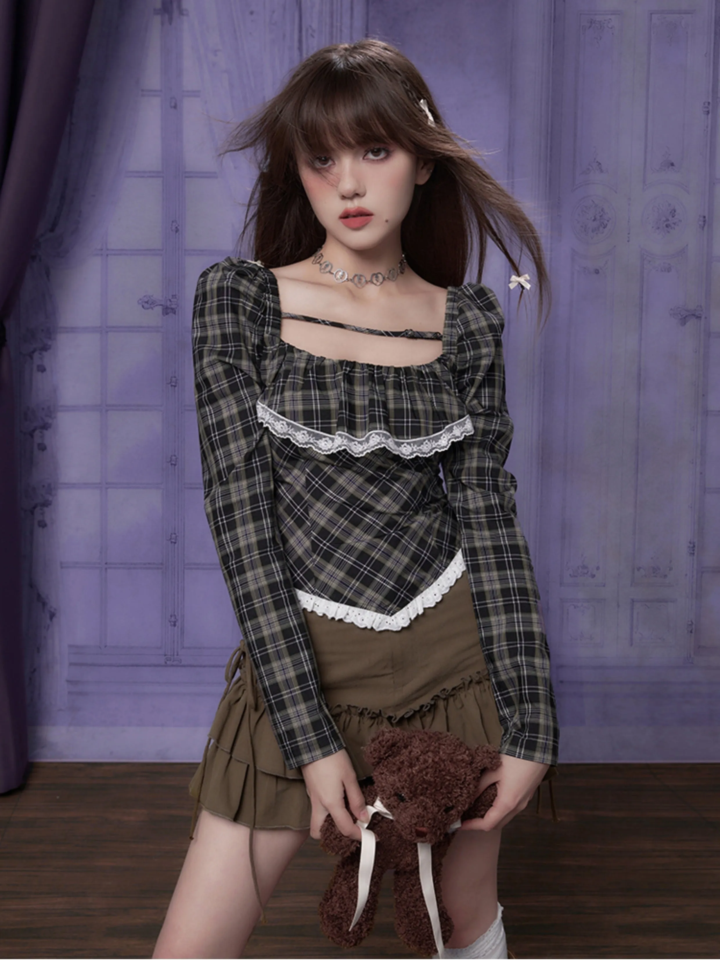 High Waist Lace-Up Ruffle Cake Skirt