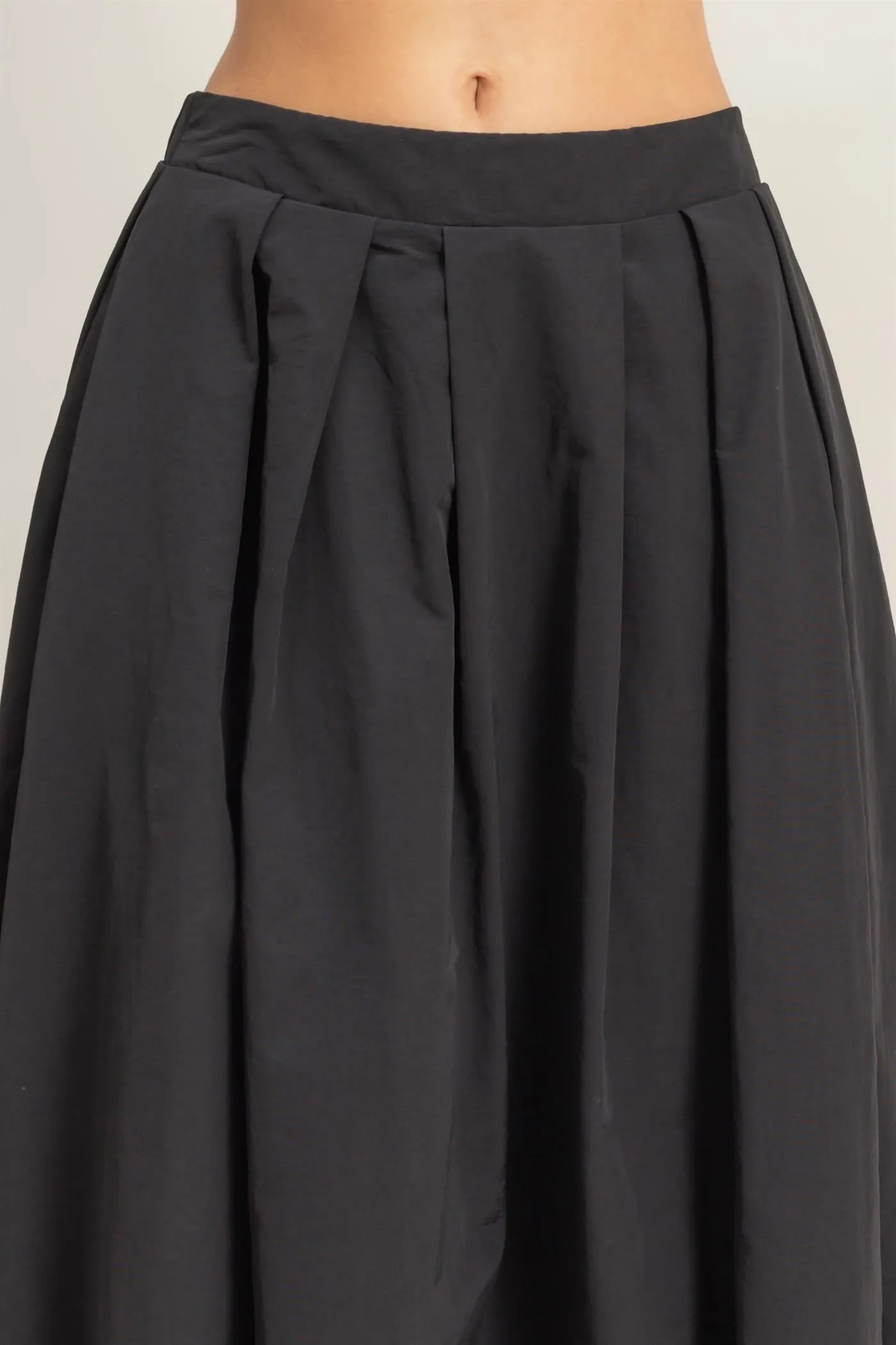 High-Waist Pleated Flowy Maxi Skirt