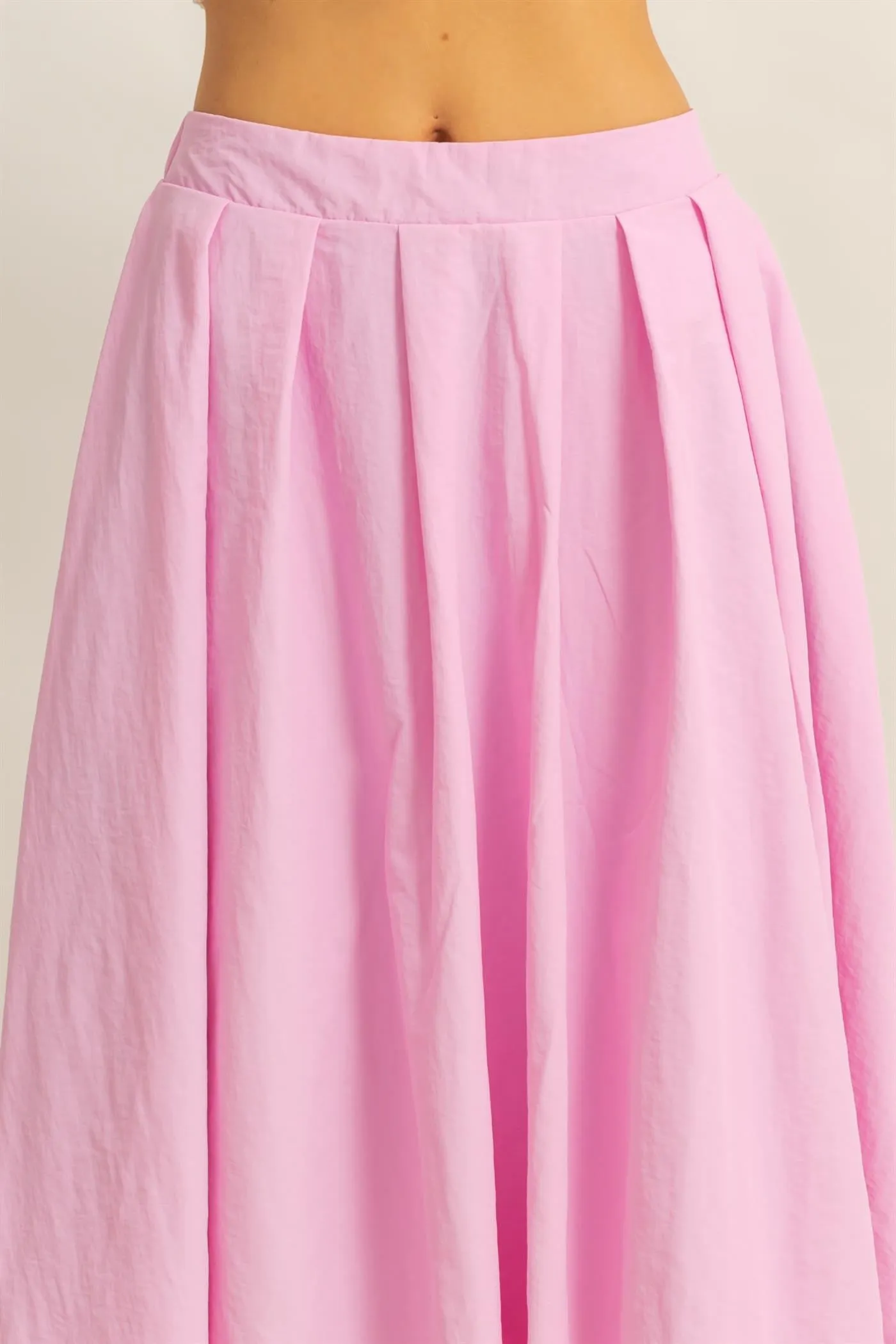 High-Waist Pleated Flowy Maxi Skirt