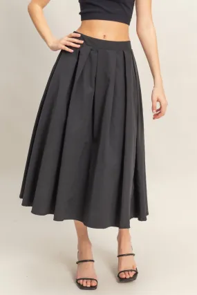 High-Waist Pleated Flowy Maxi Skirt