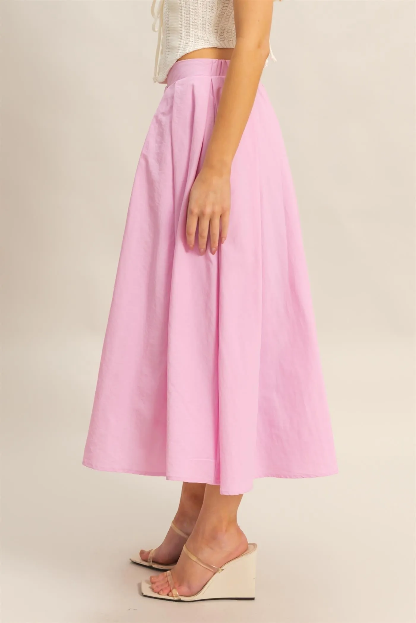 High-Waist Pleated Flowy Maxi Skirt