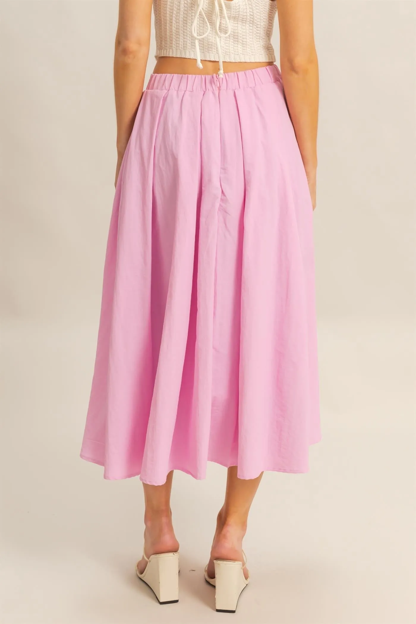 High-Waist Pleated Flowy Maxi Skirt