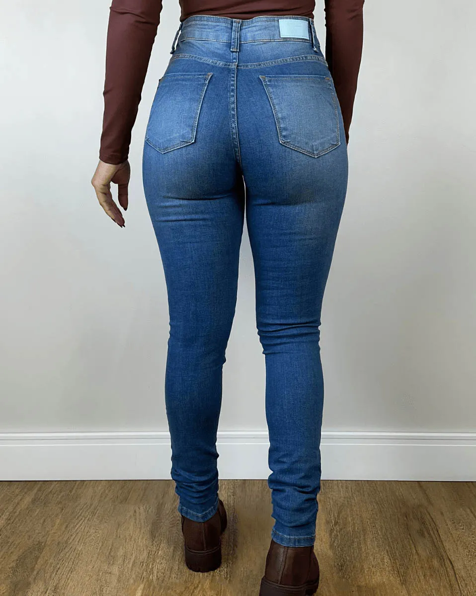 High-Waist Skinny-Jeans mit Rissen