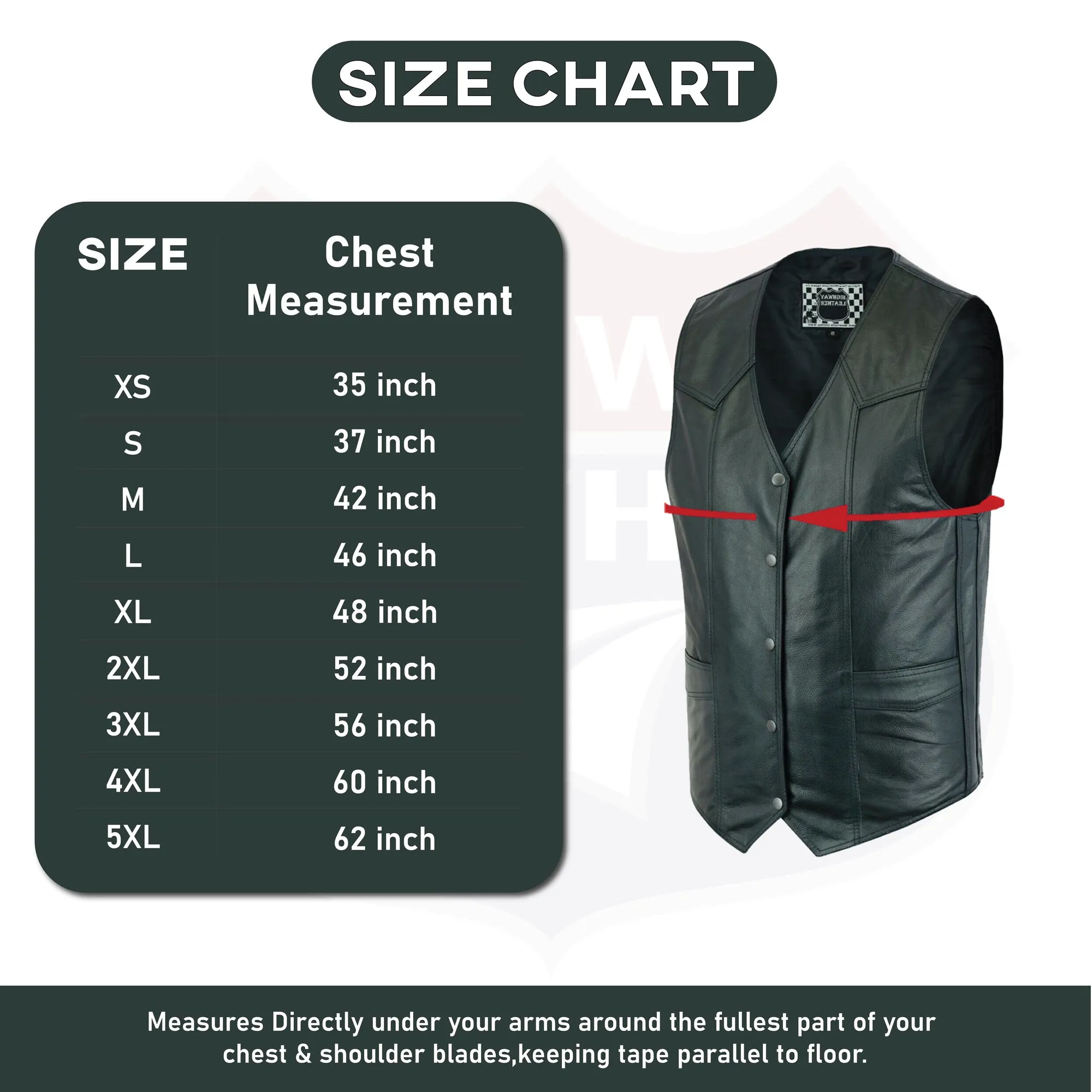 HL11600SPT Men's Motorcycle Leather Vest - The Classic Plain Biker Vest