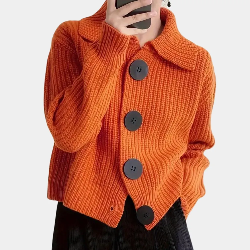 Izara | Women's Ribbed Button Cardigan - Cozy Knit Sweater for Fall & Winter