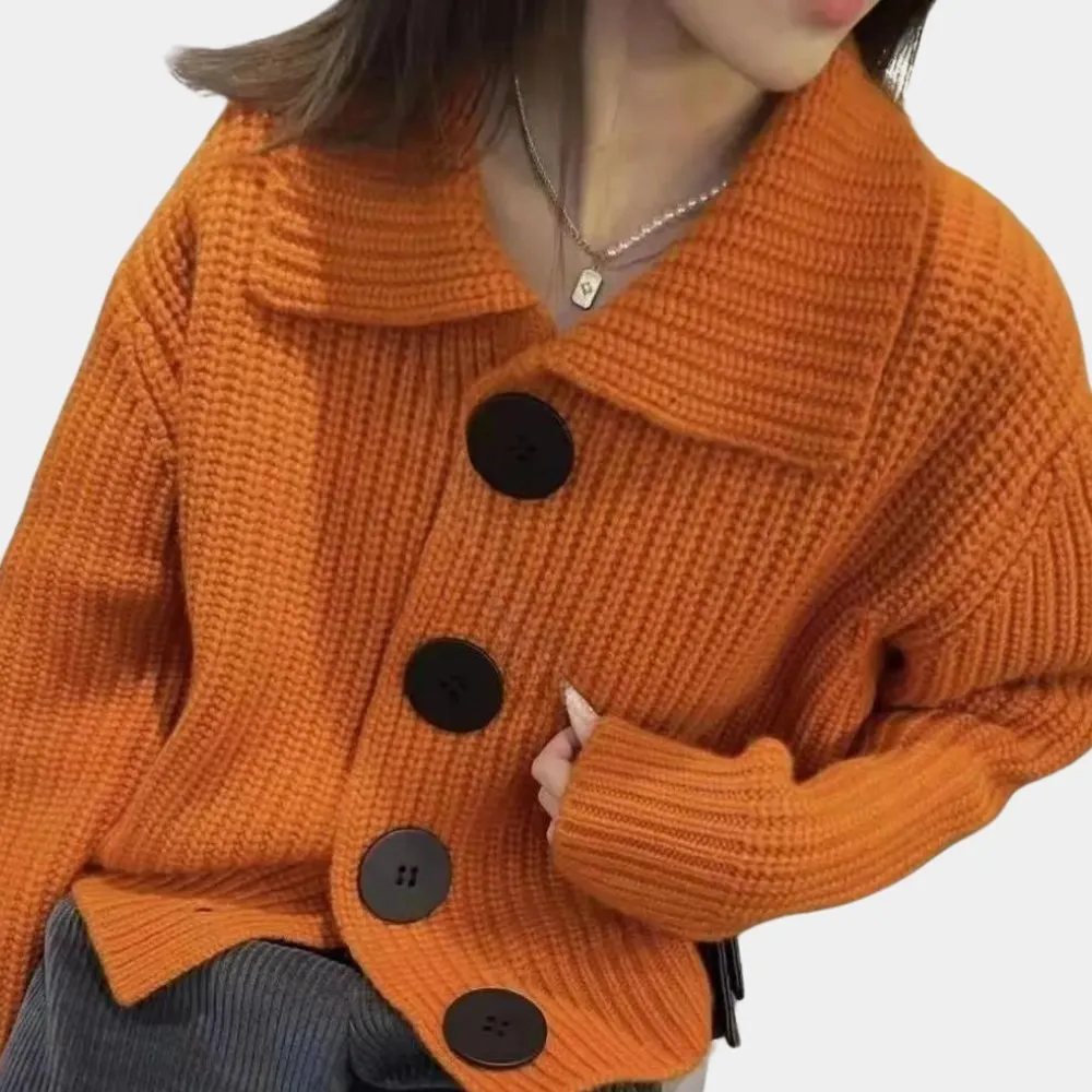 Izara | Women's Ribbed Button Cardigan - Cozy Knit Sweater for Fall & Winter