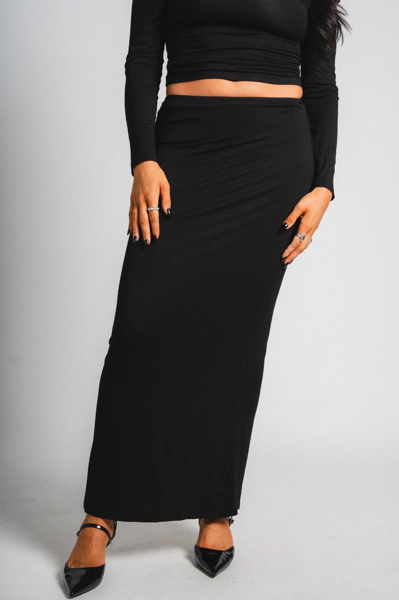 Jersey maxi skirt black