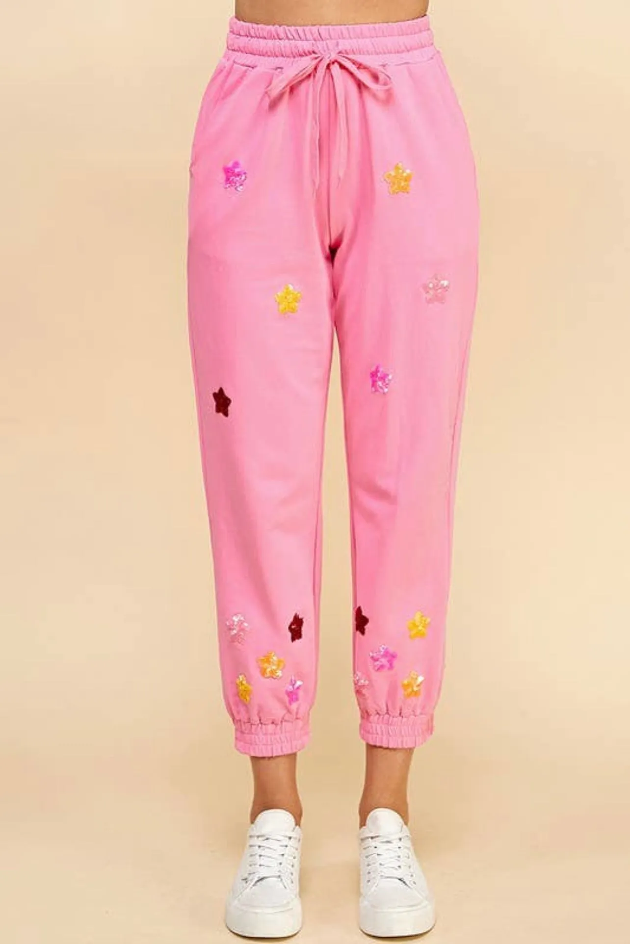 Jogger Pants With Sequined Stars