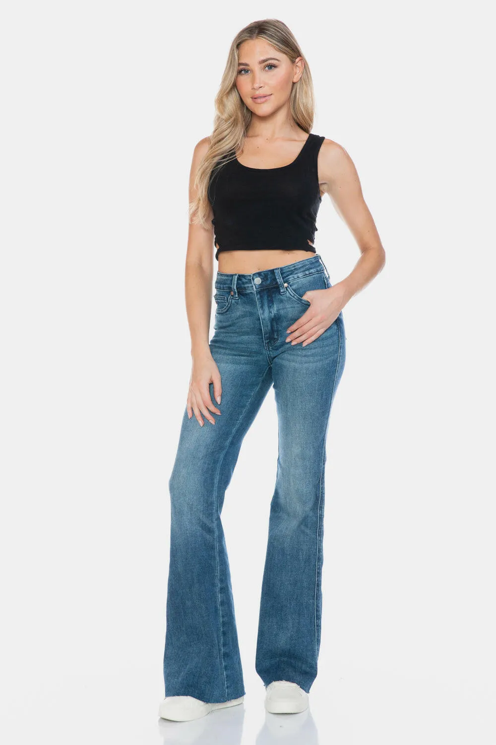 Judy Blue Mid Rise Tummy Control Top Flare Regular & Plus Sizes