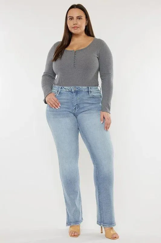 Kancan Plus Mid-Rise Y2K Medium Wash Bootcut Jeans