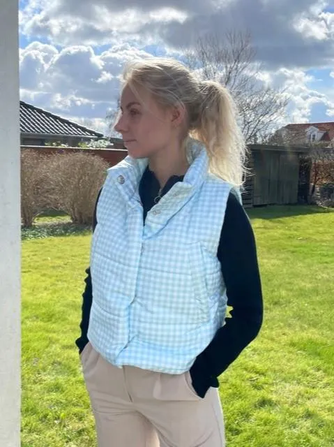 Kate padded vest - blue/white checkered