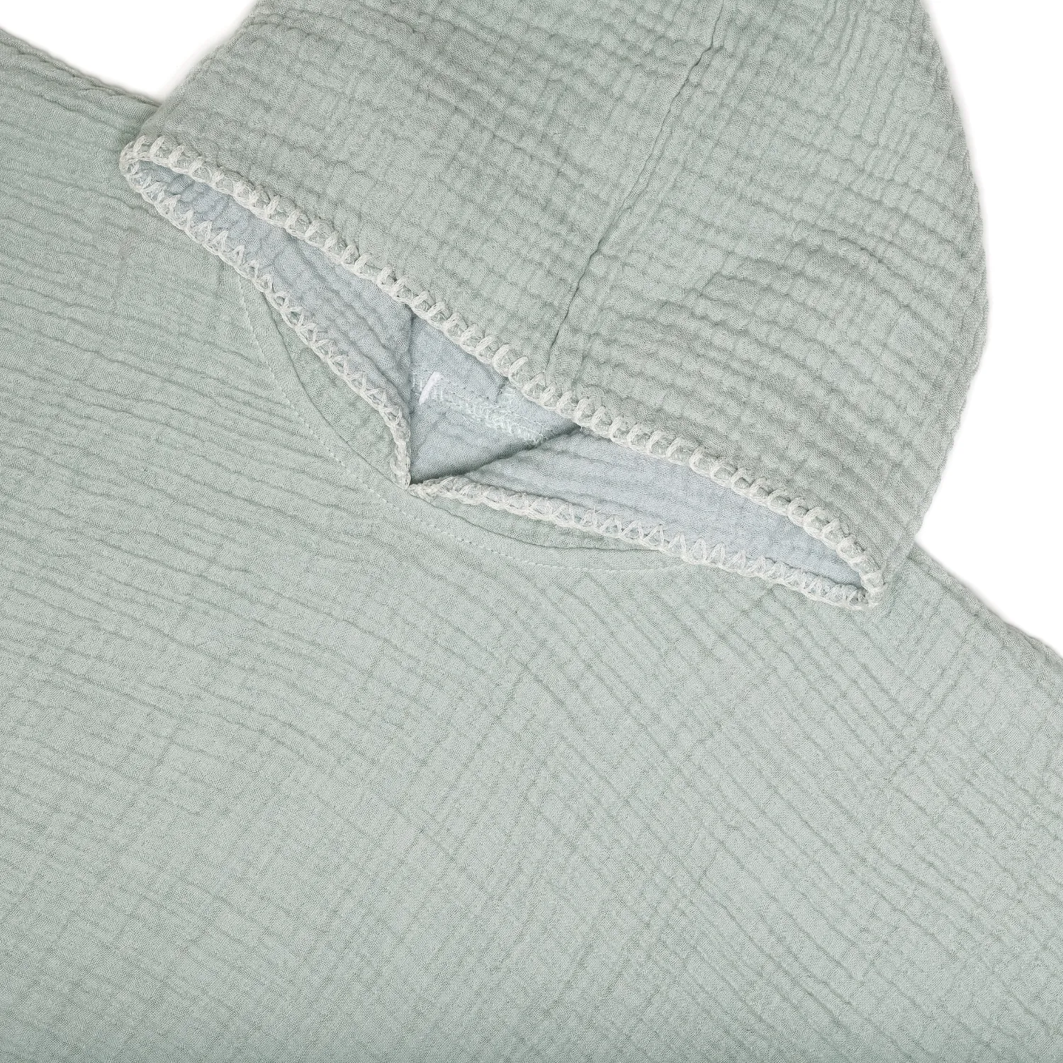 Kids Sage Muslin Cotton Poncho