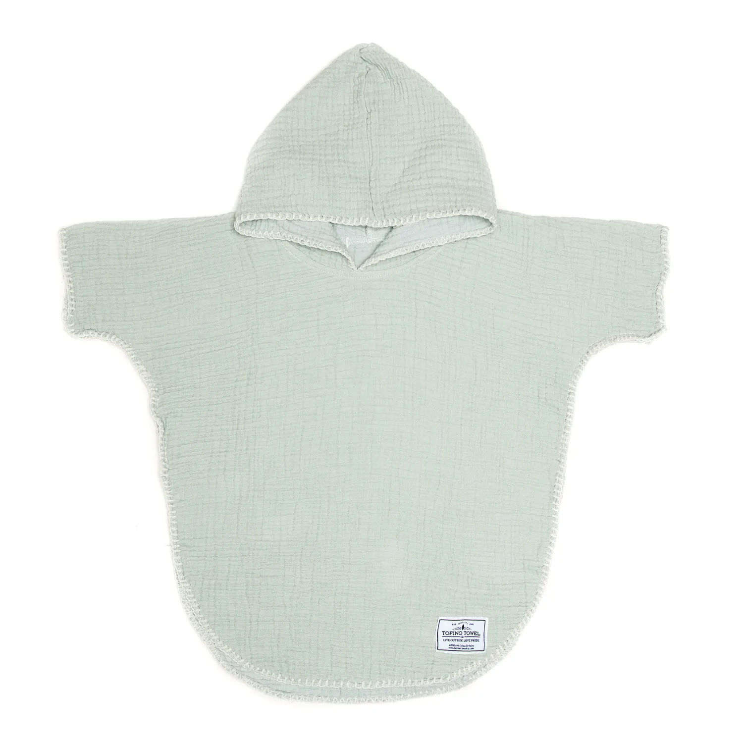 Kids Sage Muslin Cotton Poncho