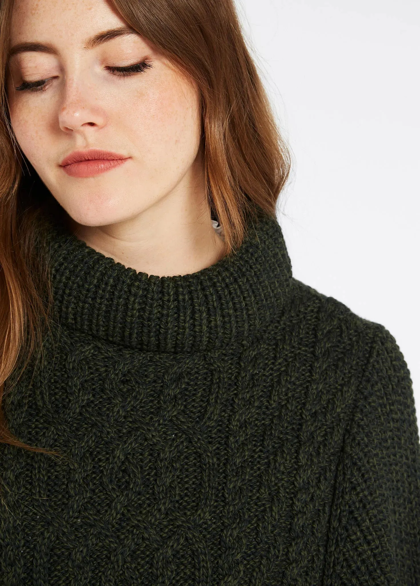 Kilronan Women’s Merino Poncho, olivengrøn
