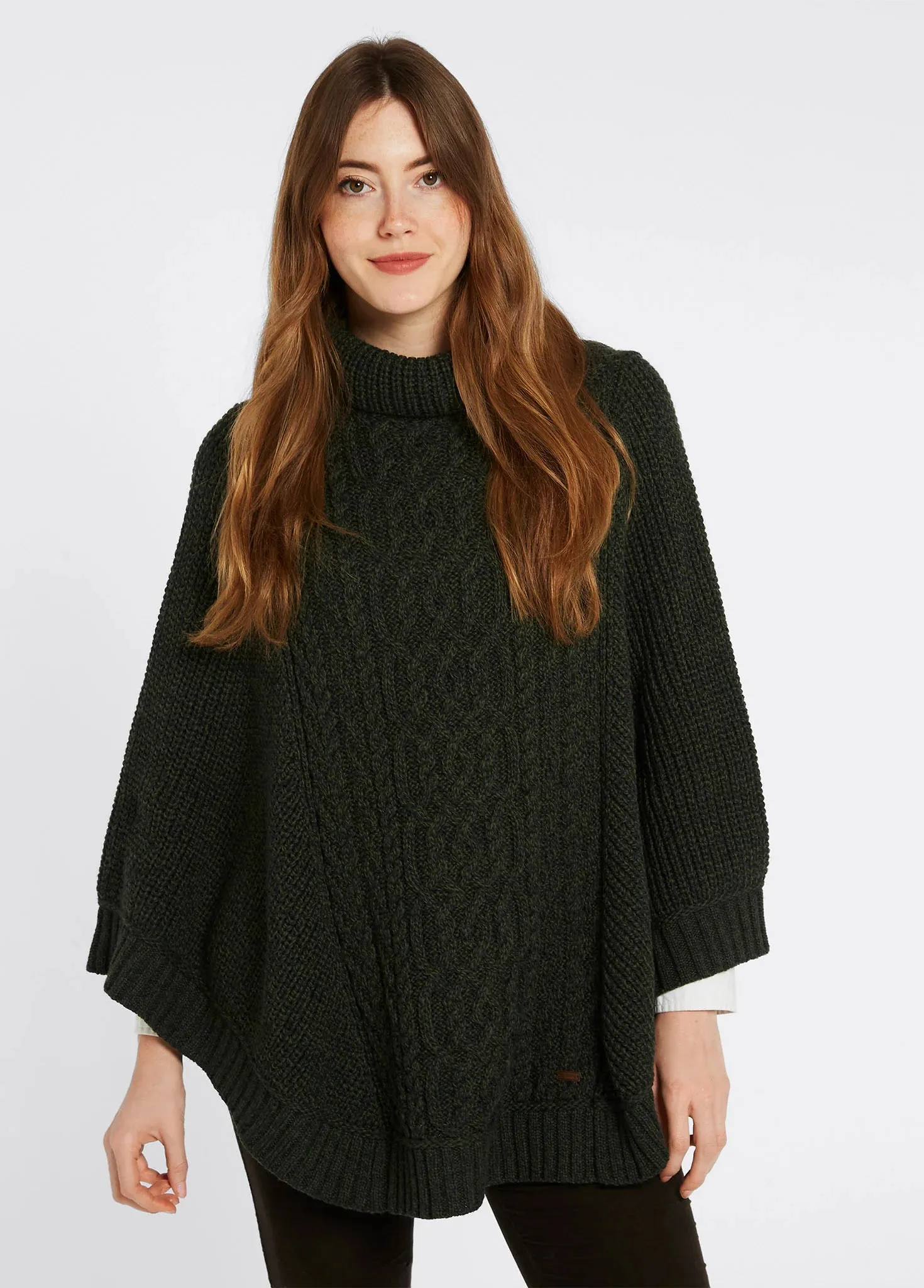 Kilronan Women’s Merino Poncho, olivengrøn