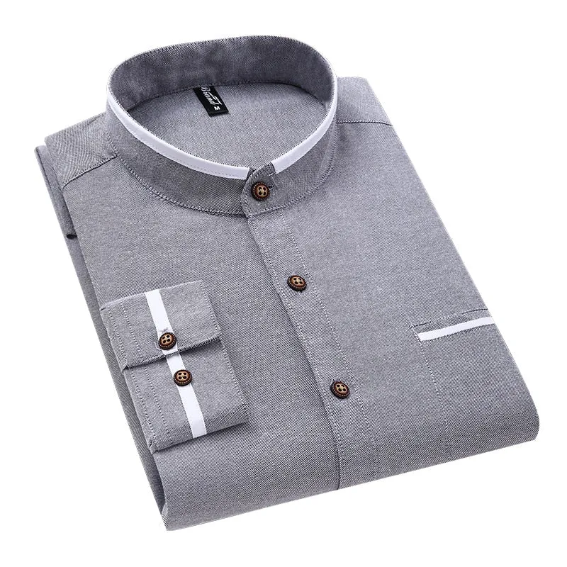 Korean Style Stand-up Collar Slim Shirt
