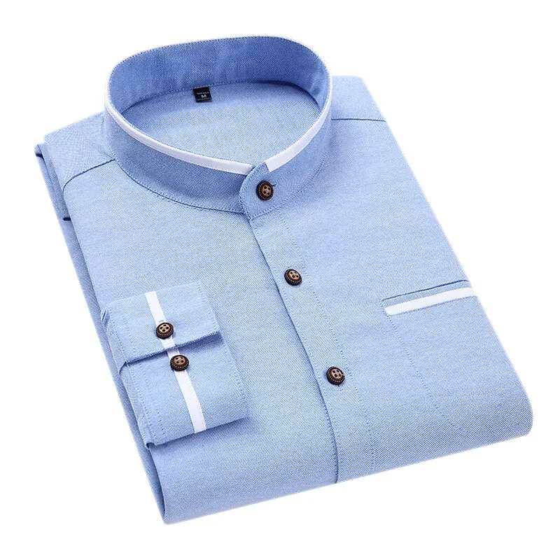 Korean Style Stand-up Collar Slim Shirt