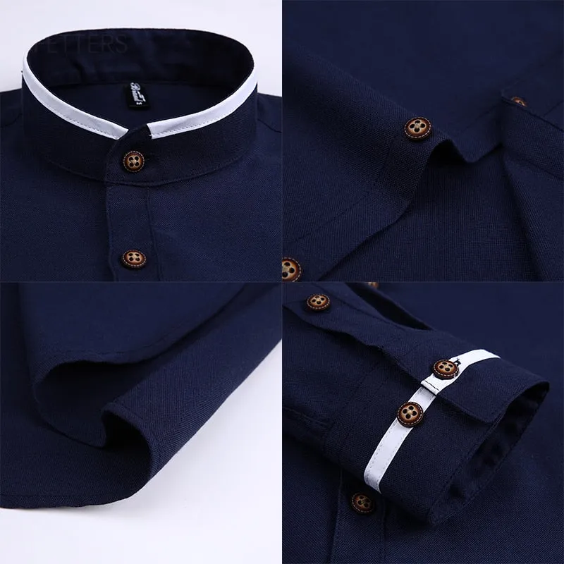 Korean Style Stand-up Collar Slim Shirt
