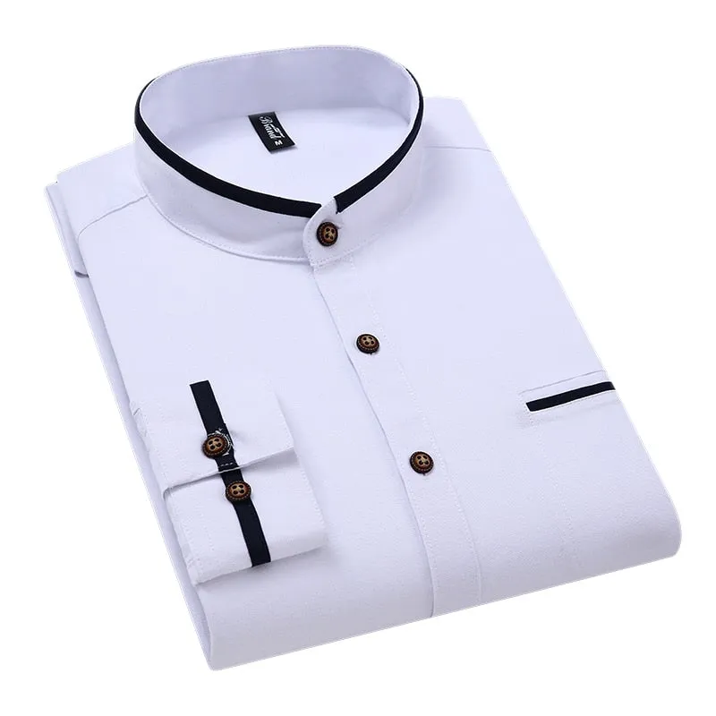 Korean Style Stand-up Collar Slim Shirt