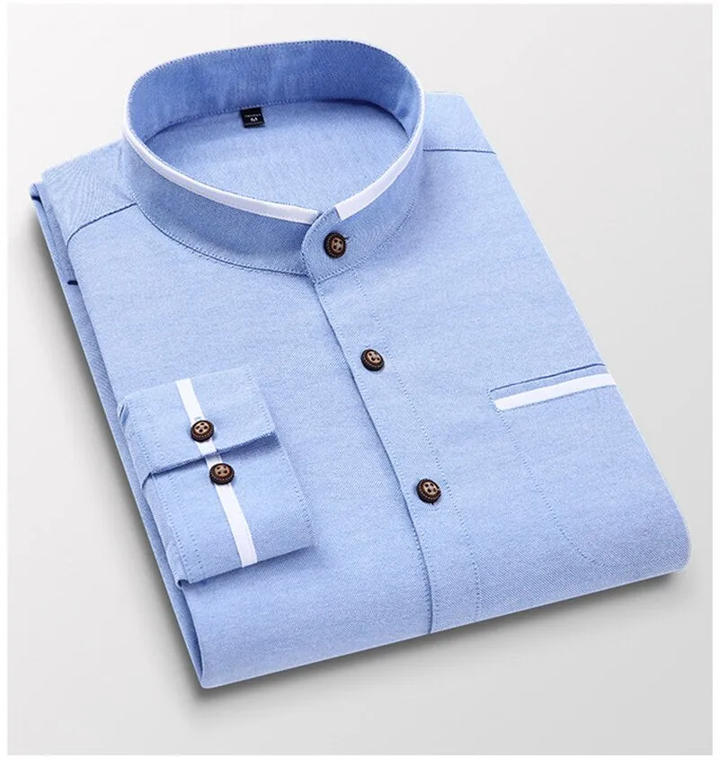 Korean Style Stand-up Collar Slim Shirt